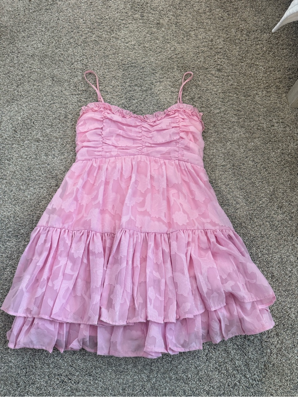 Pink Ruffle Tiered Womens Dress size small